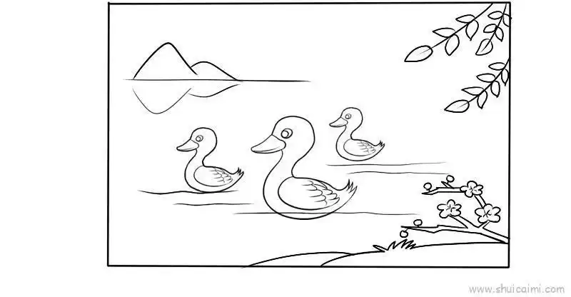 惠崇春江晓景简笔画步骤简笔画春天景色主题画 第3页会虫春江晚景的简