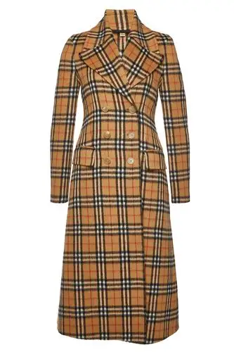 burberry vintage 格纹羊驼毛混纺量裁大衣 in brown