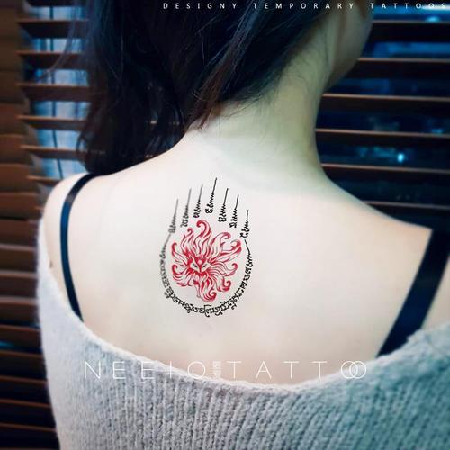 neeio纹身贴 招财魅力九尾狐刺符 泰国法力经文桃花财运 防水男女