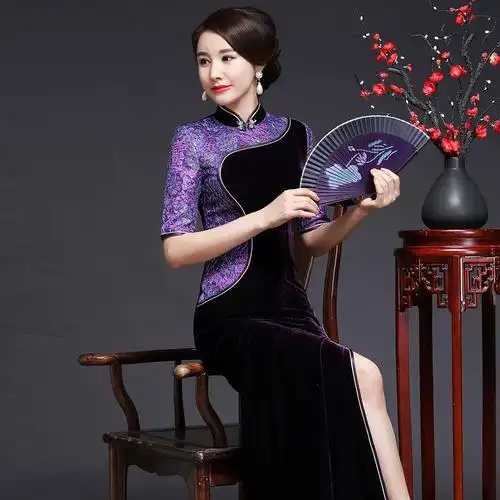 唐装连衣裙高档宴会旗袍礼服燕尾服复古走秀表演主持晚礼服女装