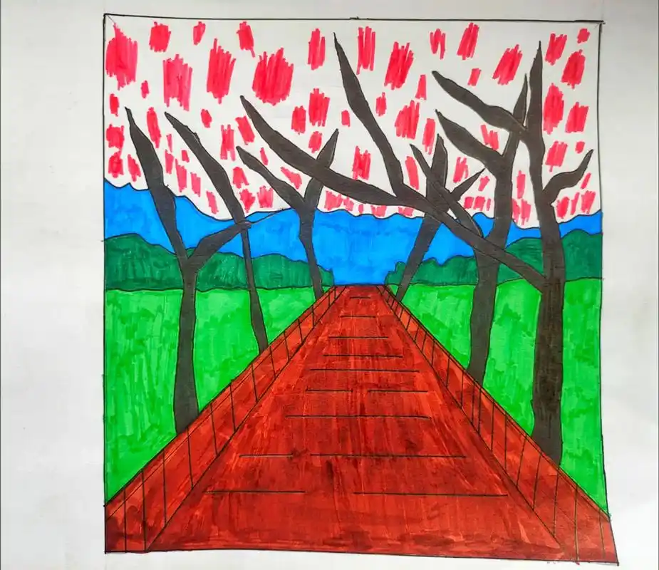 五年级透视画作业#和孩子们一起学画画 - 抖音