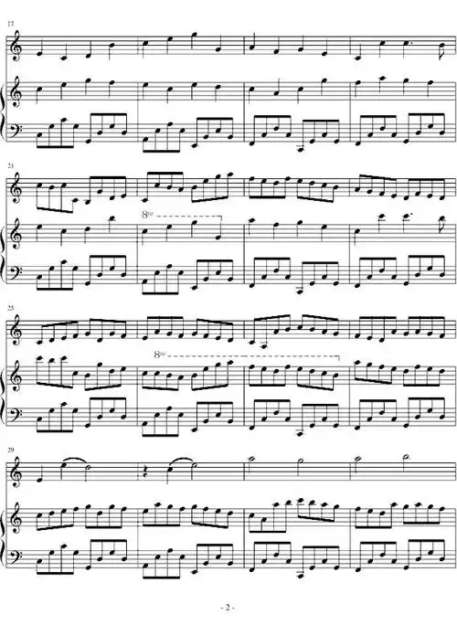 c大调卡农 小提琴 钢琴 钢琴谱,小提琴谱 五线谱