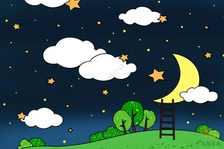 星空简笔画 抬头仰望星空会看到不一样的风景_儿童画简笔画