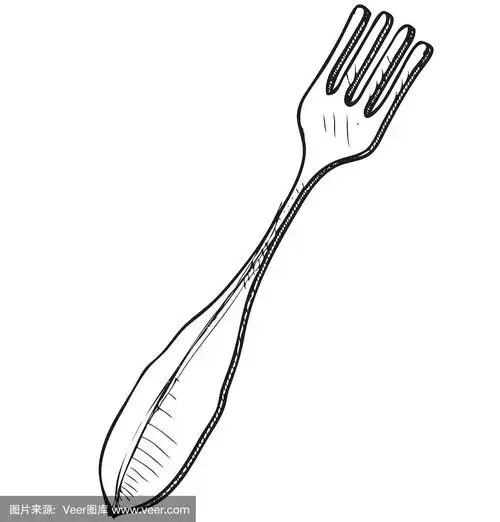 涂鸦风格的叉子素描