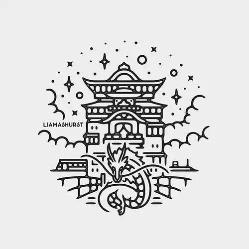 手绘黑白简笔画素材  insliamashurst via ins插画