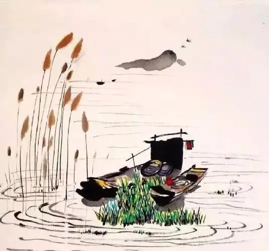 当代著名画家吴冠中在国画笔下的船