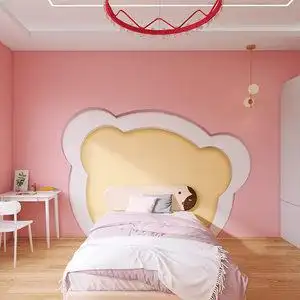 床头背景墙纸儿童房图片