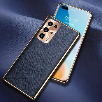 晞磐祈适用于华为p40pro手机壳真皮p40镜头全包保护套p40pro 曲面屏5g