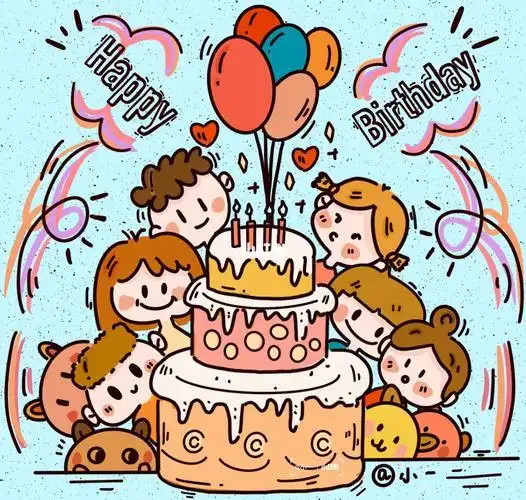 生日趴体简笔画