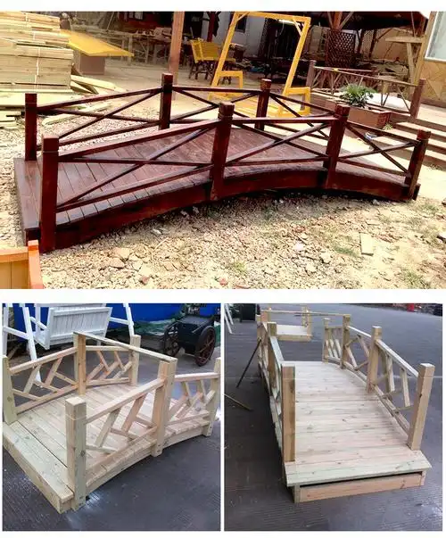 源头厂家批发户外防腐木木桥拱桥 碳化木景观桥 庭院小木桥制作