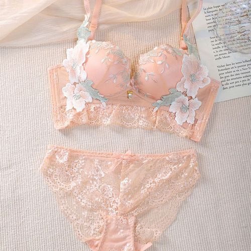 踏丽虹夏天穿的成套内衣内裤一套女生胸罩款性感蕾丝内衣女小胸聚拢收