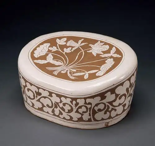 宋 磁州窑一把莲花枕