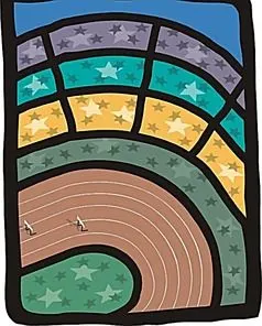 卡通跑步跑道手绘矢量图