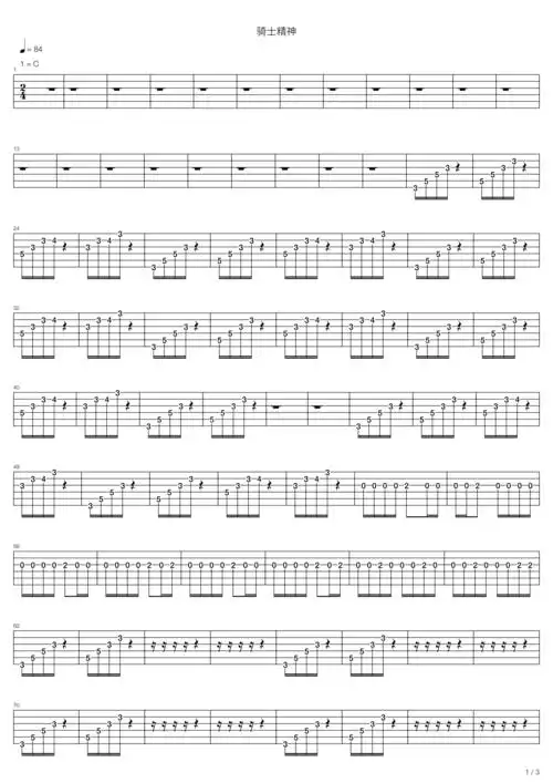 蔡依林骑士精神吉他谱