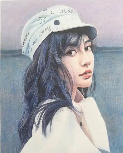 angelababy人物彩铅画步骤