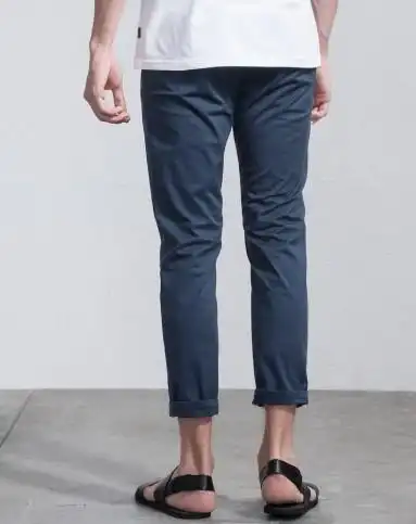 街头系列#深蓝低腰弹力小脚九分休闲裤