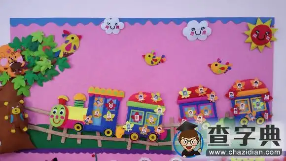 幼儿园环境布置:墙面布置——一列小火车
