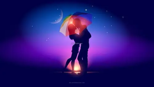 06734_浪漫情境下恋人撑着伞相拥在一起月光温柔.jpg