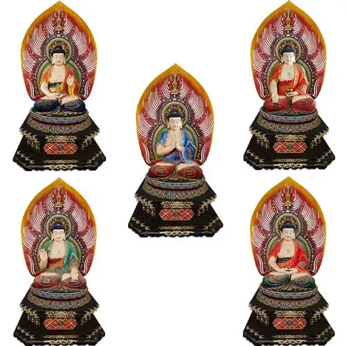 大型木雕五方摆件五智如来佛毗卢遮那木雕