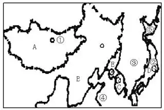 读"东亚地区略图",完成下列问题.
