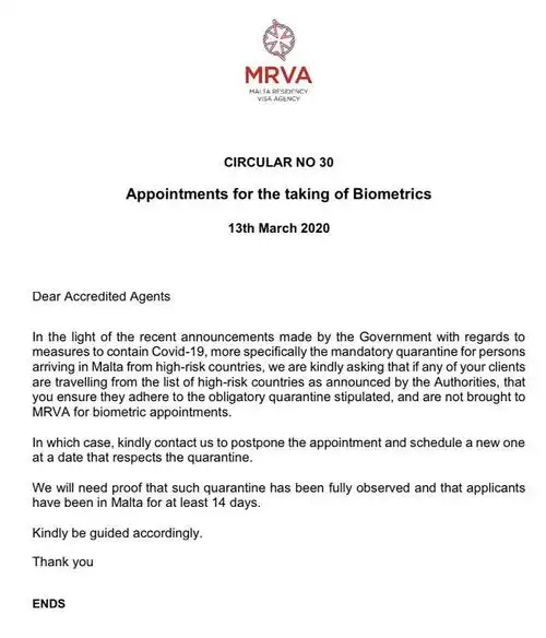 官方通告马耳他移民局针对近期登陆的申请人要求变更