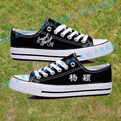 杨颖angelababy明星同款周边签名鞋子中学生帆布鞋男女低帮鞋