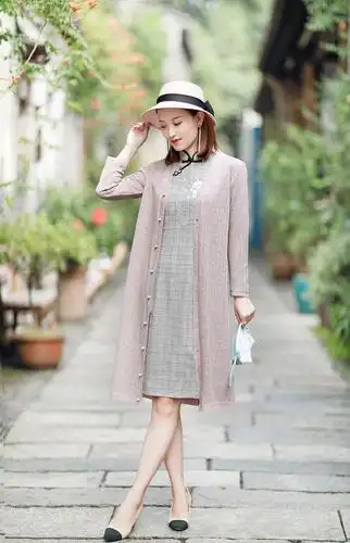 高级旗袍搭配长款针织衫这个秋季太多情