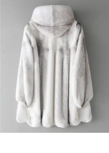 进口天鹅绒十字貂水貂皮草外套中长款母貂裘皮貂皮大衣女冬zd7350 米