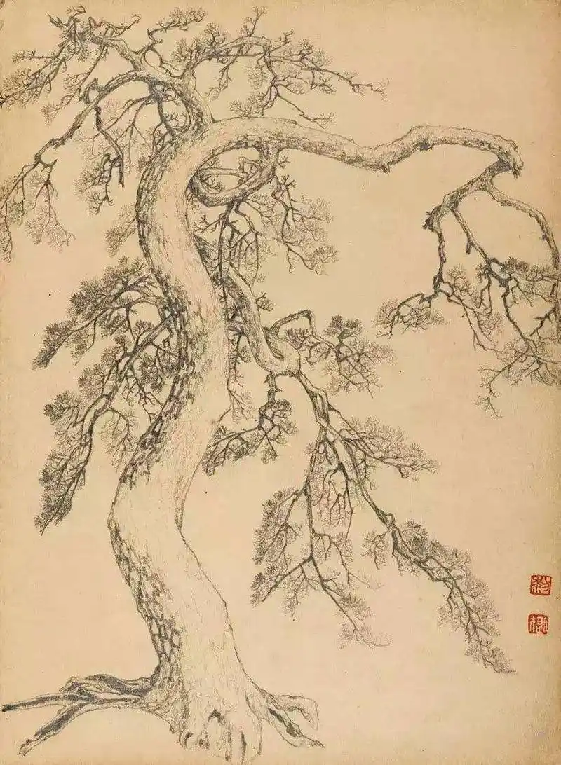 激情满溢,能双管齐下的张璪善画山水松石,还是如今指画的鼻祖