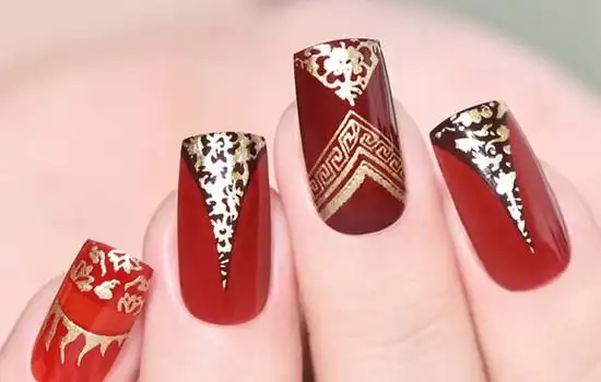 红色美甲款式2021 红色系美甲图片大全-第2张图片