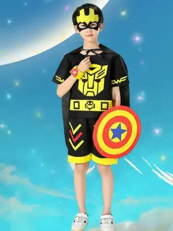 黑造六一儿童节演出服装儿童环保时装秀衣服男童表演服走秀潮服幼儿园