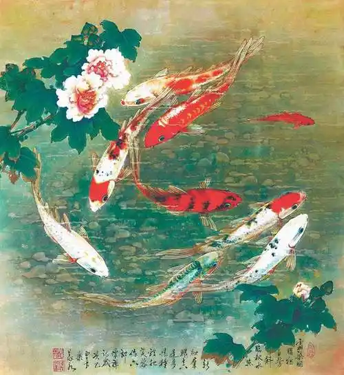 盛世有余陈义水中国画鱼水相融作品