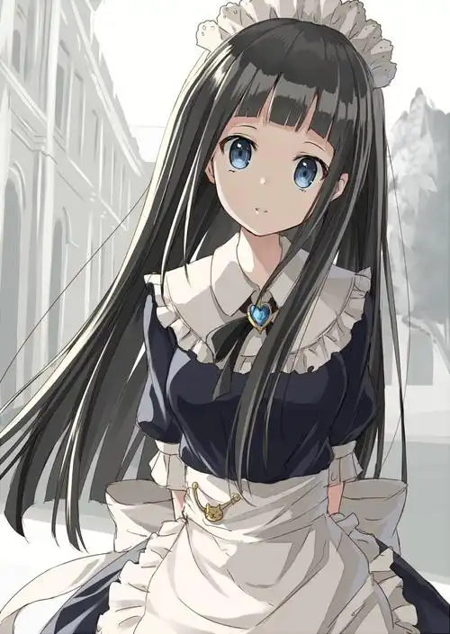人物长发蓝眼睛动漫动漫女孩黑发女佣longhairblueeyesanimeanime