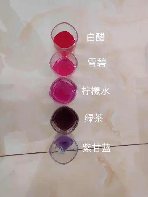 我们知道了,紫甘蓝中富含的花青素是天然的酸碱指示剂,其特性为:遇碱