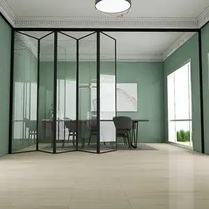 玻璃吊轨屏风折叠门无轨道阳台开放式厨房客厅洗车店推拉隔断旋转