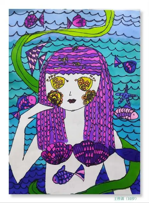 这是我们的创意重彩画,用色大胆,随心而绘,富有想象力!