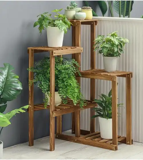 客厅实木花架子室内多层落地式阳台置物架多肉绿萝花架