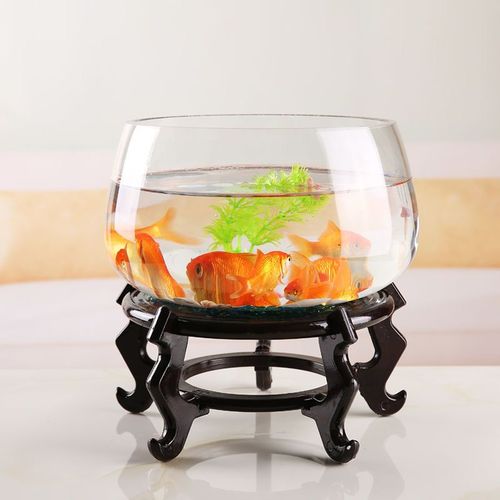 鱼缸透明玻璃办公桌创意水培圆形金鱼缸乌龟缸迷你桌面小型乌龟缸