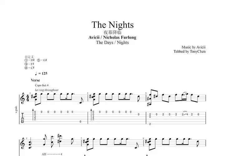 the nights曲谱图片