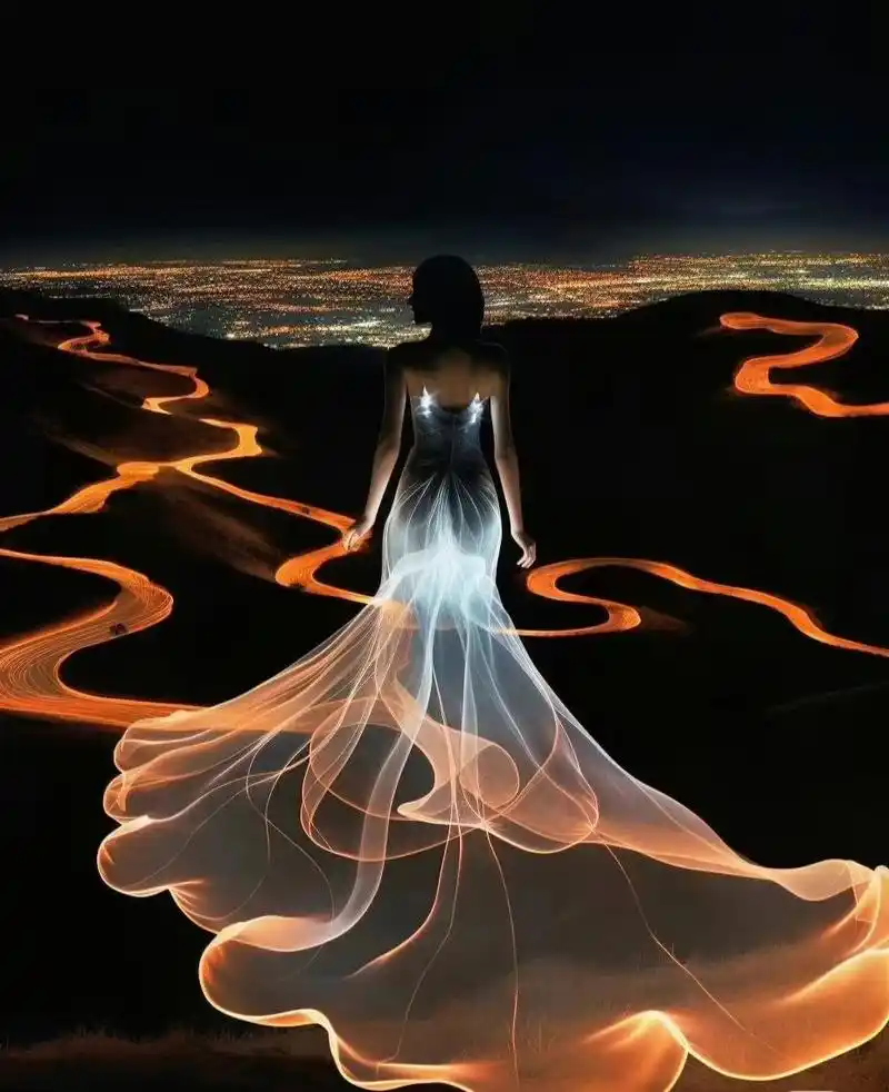 ai绘画##百度ai绘图黑科技#  梦幻光影神女绝美背影杀~ 676767