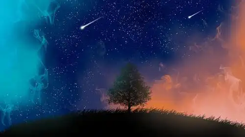 奇幻树木意境绝美手绘插画,艺术壁纸-回车桌面