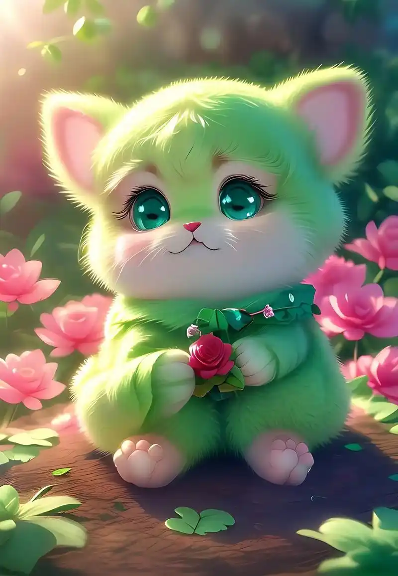 可爱的小猫壁纸#绿色系 - 抖音