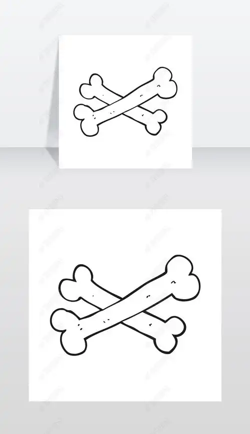 手绘黑白卡通骨骼