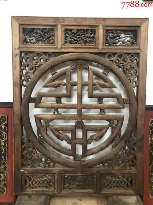 一窗一景/双面工窗花/清代老木雕/装修设计摆件民俗老货尺寸;147/110