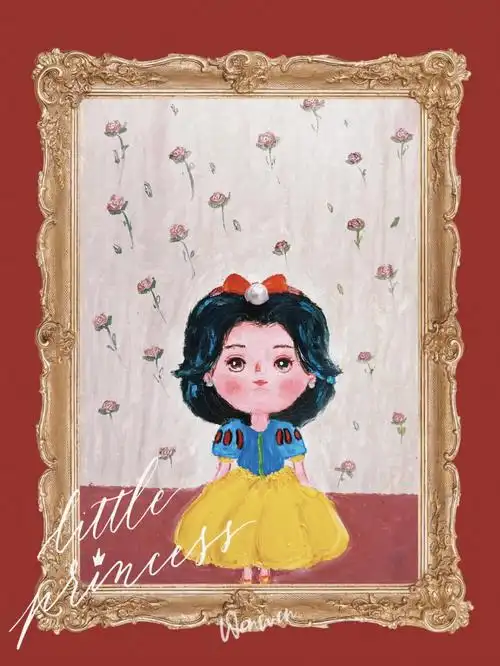 重绘童年经典油画棒萌版白雪公主自画像