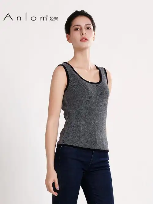 背心anlom娅奴吊带夏季新款时尚休闲修身圆领女士背心吊带
