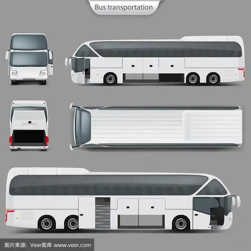矢量现实客车巴士模型,顶视图