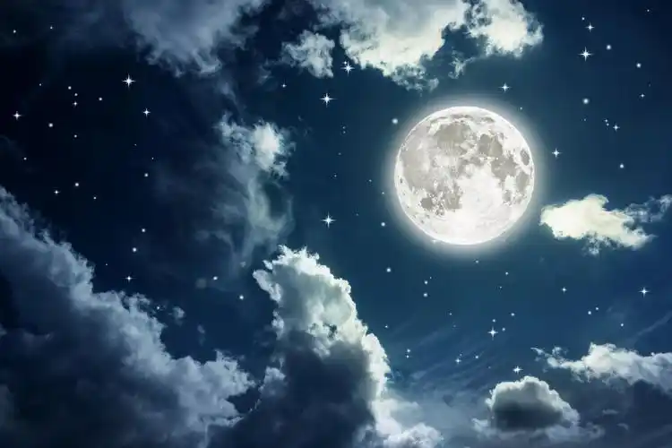 夜空的星星与满月背景图