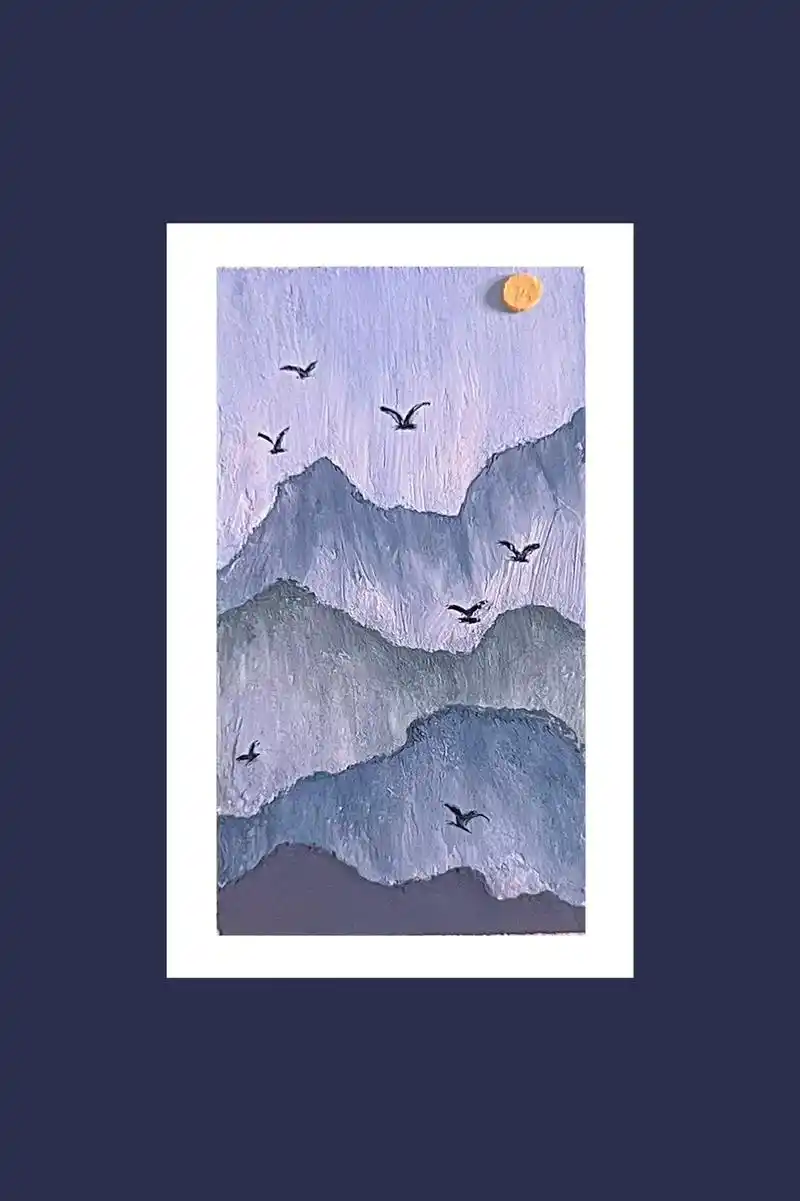 第47天(山水画书签 超级简单 附教程)|油画棒打卡100天 - 抖音