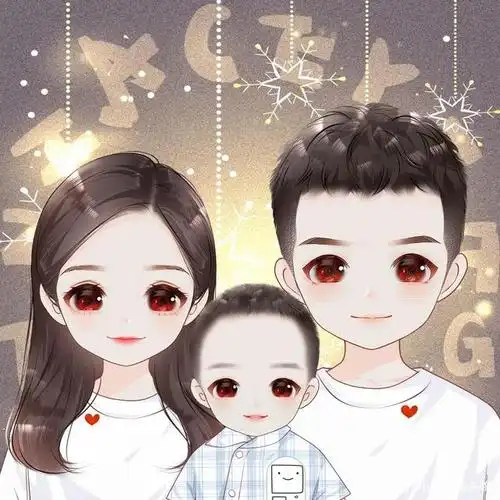 全家福头像,一家三口四口动漫头像,幸福可爱又好看